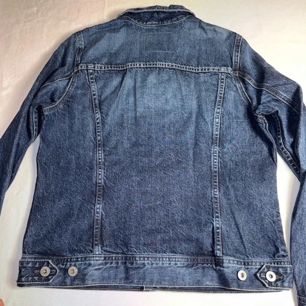 AG Adriano Goldschmied Mens Denim Trucker Jacket Dark Wash‎ LGN4130-FZL Size L